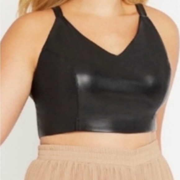 Eloquii Tops - Eloquii black faux leather bralette. Size 14/16. NWOT